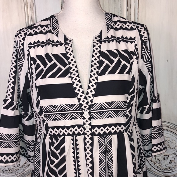 Wayward Fancies eShakti Black and White Graphic Print Babydoll Styling Dress - Picture 6 of 14